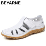 Niulatu BEYARNEWomen Gladiator Sandals Shoes GenuineLeather Hollowout Flat Sandals Ladies Casual Softbottom Summer ShoesWomenBeachSandal DJSE