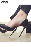 Niulatu Black 12cm High Heels Shoes Woman Pumps Side Empty Pointed Toe Stilettos Sexy Wedding Shoes QKOU002 ROVICIYA DJSE
