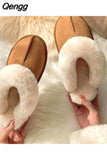 Niulatu Women's Slippers Winter Plush Warm Shoes Unisex Indoor Outdoor Flip Flops Casual Shoes Zapatos De Mujer DJSE