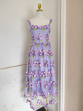 Niulatu A line Straps Sleeveless Lilac Floral Party Dress Short Birthday Outfits SD383