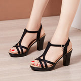 Niulatu Sexy High Heels Ladies Summer Dress Shoes For Women Female Leather Platform Wedge Heel Elegant Sandal 32 35 36 37 43 DJSE