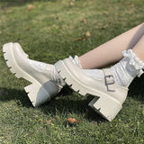Niulatu Women Chunky Sneakers Hidden Heels Shoes Ladies Wedge Thick High Heels Autumn Platform Women Shoes Lace Up Lolita Mary Janes DJSE