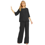 Niulatu Chiffon Mother of The Bride Dress Plus Size Pant Suits Ruffle HZ1007