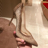 Niulatu Rhinestone Patchwork High Heel Shoes Champagne Glittering Heels Pumps Bling Bling Crystal Wedding Dress Shoes Bride DJSE