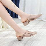 Niulatu Women's Sandals Beach Shoes Slippers Hollow Out Mid Heels Korea Style Footwear Antiskid Platform Shoes Zapatos De Mujer DJSE