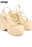 Niulatu Woman Shoes Sandals 2025 Summer Platform Brand Design Woman Sexy Sandals Shoes Wedges High Heels DJSE