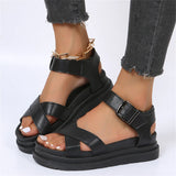 Niulatu Design Open Toe Platform Chunky Heel Punk Leisure women's Sandals Casual Buckle Black White Trendy Shoes Woman DJSE