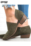 Niulatu 2012 Fashion Women Boots Spring Summer Block Low Heel Ladies Booties PU Leather Hollow Out Ankle Platform shoes DJSE