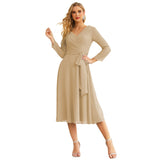 Niulatu Chiffon Bridesmaid Dress V-Back Waist Belt Formal Prom Gown Mother of The Bride Wedding HZ1007