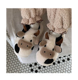Niulatu Cotton Warm Home Slippers Women's Winter Anti-Skid Thick Bottom Plush Indoor Household Shoes Lovely Cow Animal Slipper DJSE