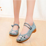 Niulatu Women All-match Embroidered Shoes Ladies Dance Wedding Shoes Ethnic Style Hanfu Mid-heel Pumps DJSE