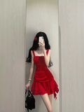 Niulatu A line Straps Short Red Cocktail Dresses Birthday Outfits SD546