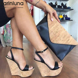Niulatu Brand New Woman Shoes Fashion Platform Wedge Shoes Super High Heel Sandals Custom Big Size 43 Women Shoes DJSE