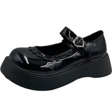 Niulatu Leather Platform Mary Janes Shoes Women Buckle Straps Thick Bottom Pumps for Woman Cute Round Toe Lolita Shoes DJSE