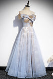 Off the Shoulder Light Blue Long Party HZ0308