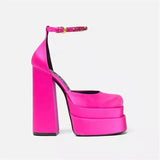Niulatu Brand 2025 Women Sandals Summer Shoes Sexy Thick High Heels Platform Black Red Yellow Dress Party Wedding Shoes Pumps DJSE