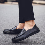 Niulatu Mens Shoes Casual Luxury Brand Summer Men Loafers Genuine Leather Moccasins Light Breathable Slip on Boat Shoes JKPUDUN DJSE
