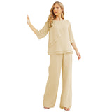 Niulatu Chiffon Mother of The Bride Dress Plus Size Pant Suits Ruffle HZ1007