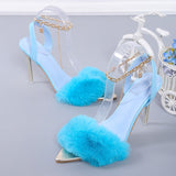 Niulatu High Heel Sandals Fluff Sexy Ladies High Heels Shoes Sandals Women Heels Women Open Toe Shoes Super High DJSE