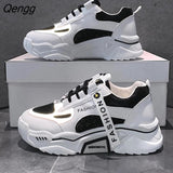 Niulatu Reflective Platform Footwear Women Thick sole Shoes Korean Dad Chunky Sneakers Mixed Color Women's Vulcanize Shoes DJSE