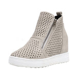 Niulatu Women's Wedge Sneaker Vulcanize Shoes Fashion Zip Leopard Increase Within Zapatos De Mujer New Fashion for Girl DJSE