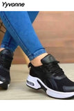 Niulatu Thick Bottom Sneakers Fashion Casual Wedge Sneakers Ladies Lace Up Mesh Women Vulcanized Shoes Plus Size Women's Shoes DJSE