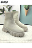 Niulatu Couple Sock Shoes Women Thick-soled Casual fly woven mesh Knitted Short Boots female Floater sneakers women s DJSE