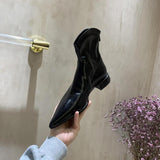 Niulatu Women Low Heels Shoes Chunky Pointed Toe Ankle Chelsea Boots 2025 Goth Fad Gladiator Women Boots Casual Shoes DJSE