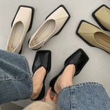 Niulatu Ladies Female Footwear Square Toe Women's Moccasins Autumn Casual Sneaker Shallow Mouth Soft 2025 Retro Dress Fall DJSE