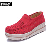 Niulatu Women Flat Platform Shoes Flats Women Cut-out Suede Leather Slip on Thick Heels Loafers Ladies Creepers Women 509 DJSE