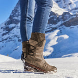 Niulatu Women Winter Mid-Calf Boots Flock Winter Shoes Ladies Fashion Snow Boots Shoes Thigh High Suede Warm Botas Zapatos De Mujer DJSE