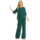 Niulatu Chiffon Mother of The Bride Dress Plus Size Pant Suits Ruffle HZ1007