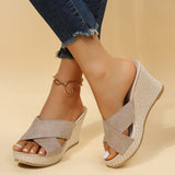 Niulatu Wedge Slippers For Women Weave Thick Soled Peep Toe Sandals Woman Plus Size Casual Beach Flip Flops Platform Shoes DJSE