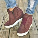 Niulatu Women's Wedge Sneaker Vulcanize Shoes Fashion Zip Leopard Increase Within Zapatos De Mujer New Fashion for Girl DJSE