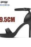 Niulatu Women Wedding Shoes 8cm High Heels Simplicity Basic Sandals Apricot Black Heels leather Pumps Lady AD1188 DJSE