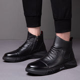 Niulatu Boots Male Shoes British Style Korean Tooling Trendy Shoes Plus Velvet Warm Cotton Shoe Ankle Man Boot DJSE