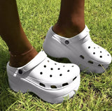 Niulatu New Woman leopard Shoes Hole Slippers High Heel Sandals Fashion Outdoor Beach Shoes Zapatos Mujer womens platform heels DJSE