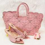 Niulatu Rivet Style Women Shoes and Bag to Match in Color matching High Quality Nigerian Design Matching Shoes and Bag DJSE