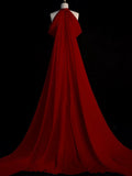 Niulatu Sheath Halter Red Satin Long Prom Dress Evening Dress Formal Dress SD1818