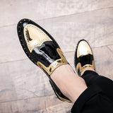 Niulatu leather shoes Casual Men Brogue Patent Leather Shoes Man lace up Oxford Dress Shoes Elevator Formal club party shoes DJSE
