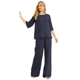 Niulatu Chiffon Mother of The Bride Dress Plus Size Pant Suits Ruffle HZ1007