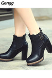 Niulatu Women Boot Autumn Winter Short Boots Women High Heel Shoes Boots Women Ankle Boots Black Women Shoes 567 DJSE