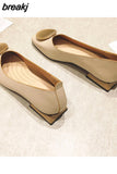 Niulatu Women Shoes Low Wooden Low Heel Ballet Square Toe Shallow Buckle Brand Shoes Square Heel Slip On Loafers Zapatos De Mujer DJSE