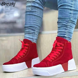 Niulatu Women Boots Ladies Chunky Heel Platform Round Toe Shoes Denim Ankle Women Boots Jeans Casual High-top Sneakers Women's Shoes DJSE
