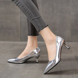 Niulatu Women 2025 6.5cm Heels Women Pumps Shoes Pointed Toe Bling Gold PU Sexy Wedding Party Office Shoes Woman Big Size 44 DJSE