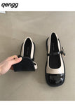 Niulatu Women Flat Shoes Square Toe Retro Mary Janes Loafers Female Belt Buckle Casual Autumn Fashion Lady Chaussure Femme DJSE