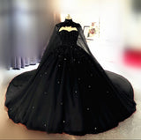 Niulatu Gown Black Tulle Long Sweet 16 Dresses HZ1110