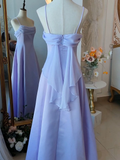 Niulatu Purple Spaghetti Straps Prom Dress Fairy Formal Party Gown Evening Dress HZ1007