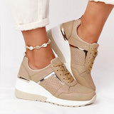 Niulatu Women Summer Shoes 2025 Spoorts Shoes Women Lace Up Wedge Sports Sneakers Vulcanized Platform Casual Shoes Flats Shoes DJSE