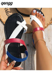 Niulatu Shoes for Women Clip Toe Women's Sandals Beach Sandals Women Fashion Mixed Color Shoes Ladies Casual Flat Sandalias DJSE